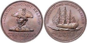 Großbritannien Victoria 1837-1901 Kupfermedaille 1897 (unsign.) Zur Erinnerung an Lord Nelson und sein Flaggschiff 'Foudroyant', geprägt aus dem Kupfe...