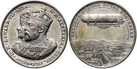 Großbritannien Edward VII. 1901-1910 Bronzemedaille 1901 versilbert (v. AF = A. Fenwick) auf seine Proklamation / Ballonschule 'Royal Engineers' mit L...