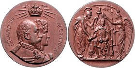 Großbritannien Edward VII. 1901-1910 Bronzemedaille 1902 (unsign.) a.d. Krönung des Königspaares 
52,3mm 54,9g vz