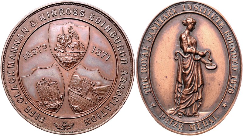 Großbritannien George V. 1910-1936 Lot von 2 Stücken: Bronzemedaille (graviert 1...