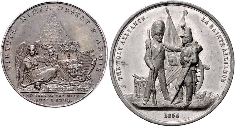 Großbritannien - Lots Lot von 3 Stücken: Bronzierte Medaille 1798 (v. Wyon) a.d....