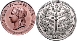 Großbritannien - Lots Lot von 4 Stücken: Bronzemedaille 1887 (v. Heaton) auf ihr 50-jähriges Regierungsjubiläum (vz+, 38,5mm 18,4g), Zinnmedaille 1887...