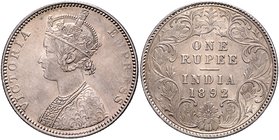 Britisch-Indien Kaiserin Victoria 1876-1901 1 Rupie 1892 B 'B' incus KM 492. 
l.ber. vz