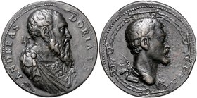 Italien - Genua Bronzemedaille o.J. auf Andrea Doria (Doge und kaiserlicher Admiral) und auf die durch ihn erwirkte Freilassung von Leone Leoni (Bildh...