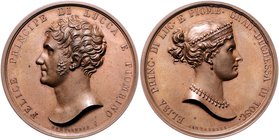 Italien - Lucca e Piombino Elisa Bonaparte e Felice Baciocchi 1805-1814 Bronzemedaille o.J. (1809) (v. G.A. Santarelli) a.d. Vermählung von Elisa, Nap...