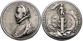 Italien - Venedig Alvise Mocenigo I. 1570-1577 Silbermedaille 1571 (v. Giovanni Meloni) a.d. Seesieg der vereinten Streitkräfte von Venedig, des Vatik...
