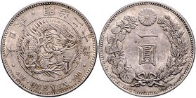Japan Mutsuhito 1867-1912 1 Yen 1887 (Year 20) KM A25. 
winz.Sf. ss-vz