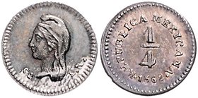 Mexiko Republica Mexicana 1823-1864 1/4 Real 1862 GO-LR Guanajuato KM 368. 
selten in dieser Qualität st