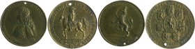 Niederlande Willem IV. van Oranje-Nassau 1711-1751 Lot von 2 Stücken: Bronzejeton und -medaille 1747 auf seine Wahl zum Erbstatthalter 
beide gelocht...