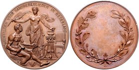 Niederlande Willem III. 1849-1890 Bronzemedaille 1890 (v. Menger) Preismedaille für den Wettstreit der Handwerkslieder, mit leerem Gravurfeld 
50,7mm...