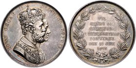 Norwegen Oskar II. 1872-1905 Silbermedaille 1873 (v. Kullrich) a.d. Krönung von Oscar II. und Sophie Sommer K73. 
39,0mm 19,4g vz-st