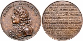 Polen Michael I. Korybut 1669-1673 Bronzemedaille 1672 (v. J.J. Reichel) a.d. Tod von Johann II. Kasimir, König von Polen 1648-1668 
43,2mm 32,3g ss-...
