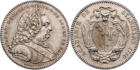 Polen Stanislaus I. Leszczynski 1738-1766 Kupfermedaille 1750 versilbert (v. Borrel) der Akademie Stanislas in Nancy, i.Rd: Hand CUIVRE 
32,9mm 16,3g...