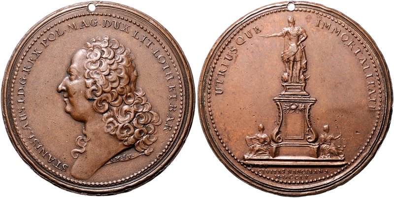 Polen Stanislaus I. Leszczynski 1738-1766 Bronzemedaille 1755 (v. A.M.S.V.= Anne...