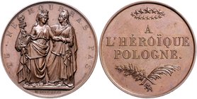 Polen Unter Fremdherrschaft 1795-1918 Bronzemedaille 1831 (v. Barre) a.d. polnischen Aufstand H.-Cz. 3831. 
51,5mm 63,2g vz