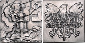 Polen Volksrepublik Silberplakette 1971 a.d. Rekonstruktion des königlichen Schlosses in Warschau, das im 2. Weltkrieg komplett zerstört wurde, i.Rd: ...