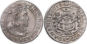Polen - Danzig Sigismund III. 1587-1632 Ort (1/4 Taler) 1618 Kopicki 7494. 
l.Prschw., hübsch erhalten vz