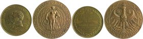 Polen - Krakau Lot von 2 Stücken: Vergoldete Messingmedaille 1893 (unsign.) a.d. Schriftsteller Kornel Ujejski u.d. Komponisten Jozef Nikorowicz und B...