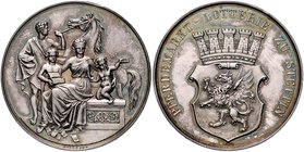 Polen - Stettin Silbermedaille o.J. (v. Weigand/Kullrich) a.d. Pferde-Lotterie Sommer K170. Slg. Marienbg. 6375. 
kl.Rf. 42,0mm 30,0g vz-st