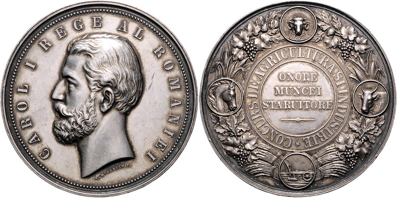 Rumänien Carol I. als König 1881-1914 Silbermedaille o.J. (v. Kullrich) Prämie f...
