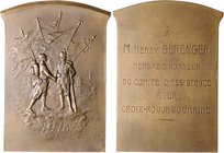 Rumänien Ferdinand I. 1914-1930 Bronze-Plakette 1917 (v. G. Scott) a.d. rumänische Rote Kreuz, i.Rd: Dreieck und BRONZE, Rückseite mit gravierter Widm...