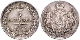 Russland Nikolai I. 1825-1855 5 Kopeken 1835 St. Petersburg KM C 163. 
 vz