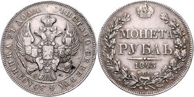 Russland Nikolai I. 1825-1855 1 Rubel 1843 St. Petersburg Bitkin 186. 
kl.Rf. ss+