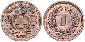 Schweiz 1 Rappen 1889 B - Bern KM 3.1. 
 ss-vz
