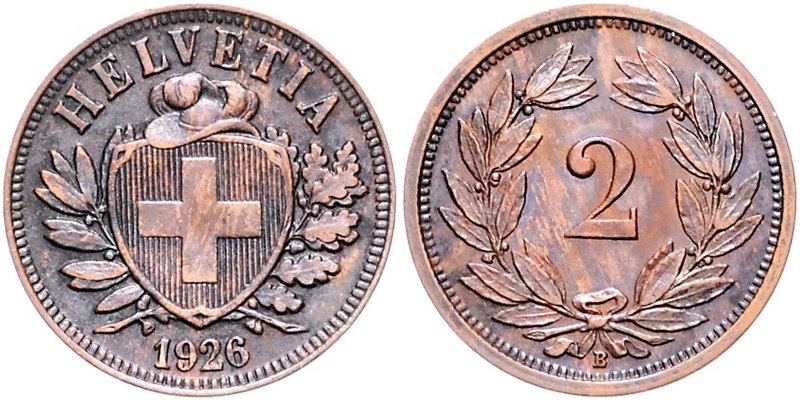 Schweiz 2 Rappen 1926 B - Bern KM 4. 
 vz