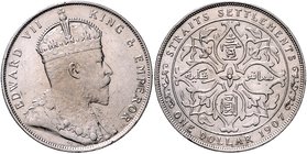 Straits Settlement Edward VII. 1901-1910 Dollar 1907 KM 26. 
 ss/ss-vz
