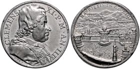 Vatikan Clemens XI. 1700-1721 Zinnmedaille 1703 AN III (v. Saint-Urbain) auf die Einweihung des neuen Aquädukts von Civitavecchia Brett. vgl. 4215. Mi...