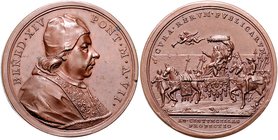 Vatikan Benedikt XIV. 1740-1758 Bronzemedaille 1747 AN VII (v. Hamerani) auf seinen Besuch in Civitavecchia Spink 1823. 
39,7 mm 22,6 g vz