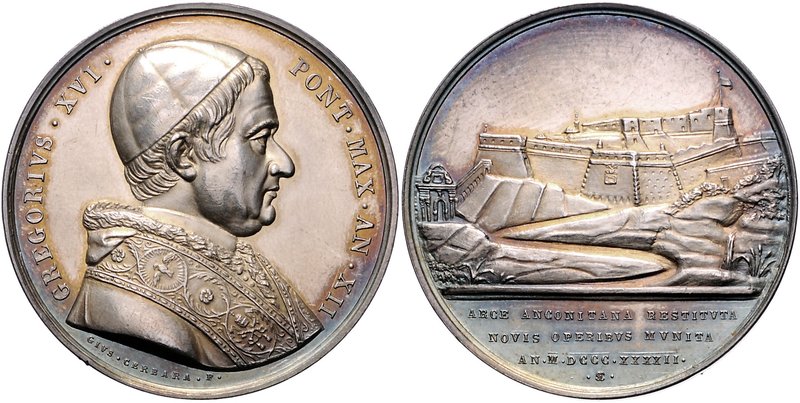 Vatikan Gregor XVI. 1831-1846 Silbermedaille 1842 AN XII (v. G. Cerbara) auf die...