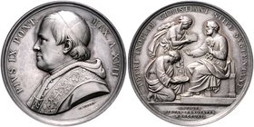 Vatikan Pius IX. 1846-1878 Silbermedaille 1862 (v. Voigt) a.d. Wiedereinführung des 'Peterspfennig' Spink 2293. Wurzbach 2529. Rinaldi 56. 
43,4mm 32...