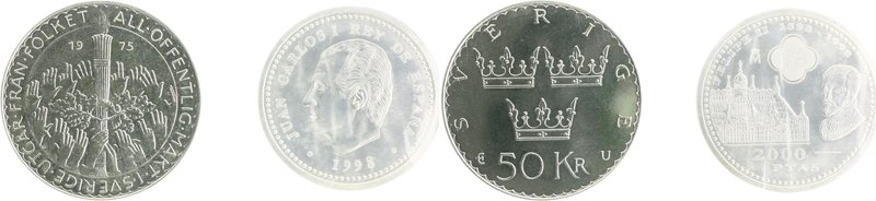 Lots Lot von 2 Stücken: SCHWEDEN 50 Kronor 1975 (KM 848) und SPANIEN 2000 Peseta...