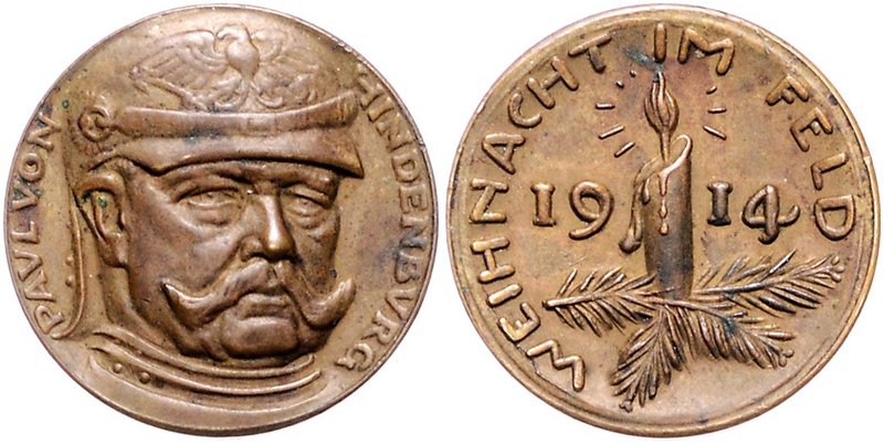 Medaillen von Karl Goetz Bronzemedaille 1914 Weihnacht im Feld Kien. 241. 
22,8...