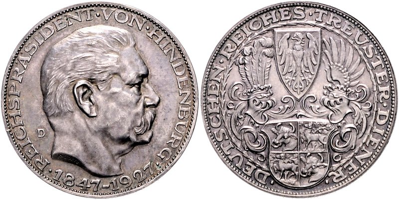 Medaillen von Karl Goetz Silbermedaille 1927 D (v. K. Goetz) auf den 80. Geburts...