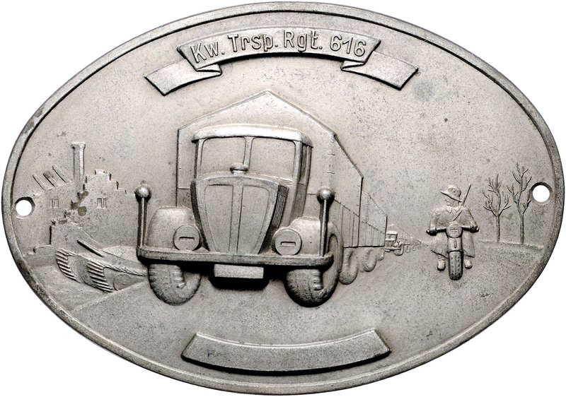 - Auto und Motorrad Autoplakette o.J. aus Zink des Kraftwagen-Transport-Regiment...