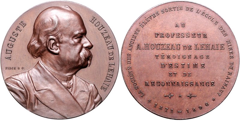 - Bergbau - Belgien - Hainaut Bronzemedaille 1896 (v. Fisch & Co.) auf Auguste H...