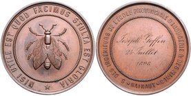 - Bergbau - Belgien - Hainaut Bronzemedaille 1898 (unsign.) Prämie der Akademie für Industrierecht und Bergbau, mit Gravur Müs. -. 
46,7mm 42,5g vz+...