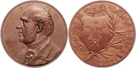 - Bergbau - Belgien - Kelmis Lot von 2 Bronzemedaillen 1887 (v. Ed. Geerts) a.d. 50-jährige Jubiläum des Generaldirektors St. Paul de Sincay der Zinkm...