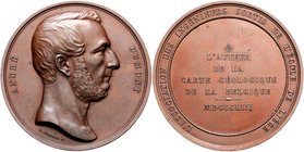 - Bergbau - Belgien - Lüttich Bronzemedaille 1853 (v. Jéhotte) auf André Dumont, Professor der Geologie an der Universität Lüttich 
60,1mm 92,5g vz...