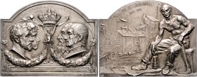- Bergbau - Belgien - Mariemont Silberplakette 1903 (v. Rombaux) a.d. Besuch des Königspaares in der Zeche v. Mariemont anlässlich der 100-Jahrfeier d...