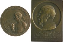 - Bergbau - Belgien - Lots Lot von 5 Stücken: Bronzemedaille 1908 (v. Devreese) auf Prof. Victor Mirland 1882-1907 (vz, 60,0mm 88,4g), Bronzemedaille ...