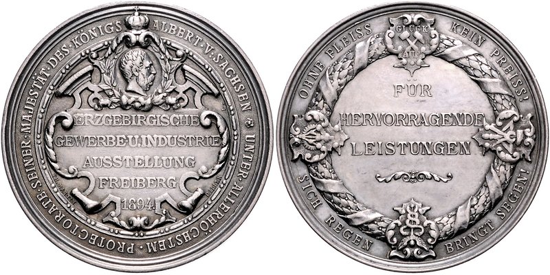 - Bergbau - Deutschland - Freiberg Silbermedaille 1894 (v. Diller/Martin) a. d. ...