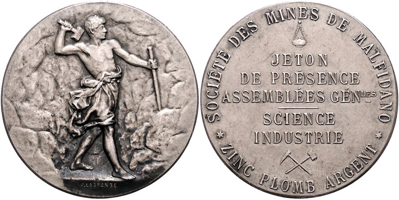- Bergbau - Frankreich - Malfidano Silbermedaille o.J. (v. Lagrange) a.d. Genera...