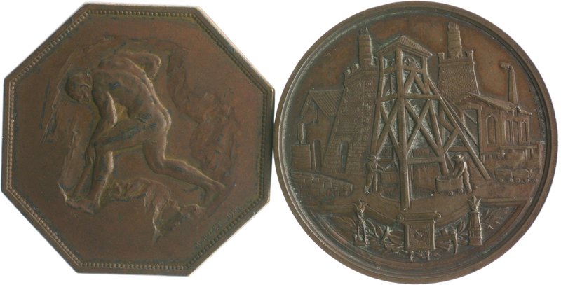 - Bergbau - Frankreich - Lots Lot von 6 Stücken: Bronzemedaille 1876 (v. Merley)...