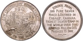 - Bergbau - Kanada Silbermedaille 1963 (v. Wellings, Toronto) a.d. 60-jährige Jubiläum des Silberbergwerkes Cobalt Müs. 11/6. 
40,4mm 45,5g vz