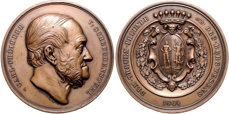 - Bergbau - Österreich Bronzemedaille 1864 (v. C. Radnitzky) auf Carl Freiherr v...