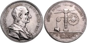 - Bergbau - Schweden Silbermedaille o.J. (v. Enhoerning) a.d. Bergbauingenieur und Erfinder in der Bergbautechnik Christopher Polheim 1661-1751 Müs. -...